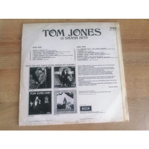 Tom Jones - 13 Smash Hits, 33'lük Long Play, 1967 İngiltere baskı